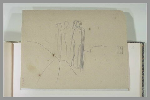 Esquisse d'un groupe de trois figures en robes longues, image 1/1