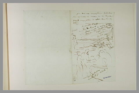 Vue d'une baie et note manuscrite