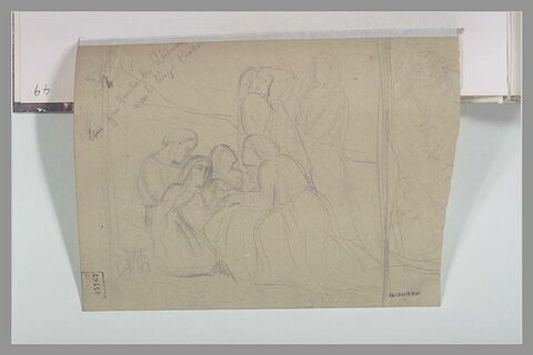 Femme s'empressant autour d'une figure qui défaille, image 1/1