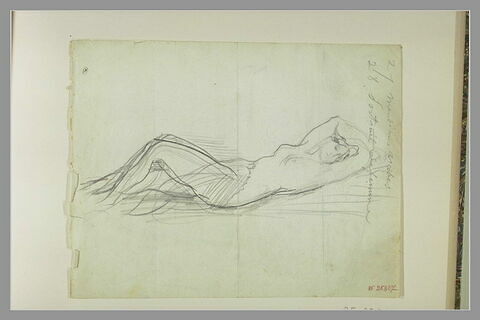 Femme nue couchée, les bras au-dessus de la tête, image 2/2