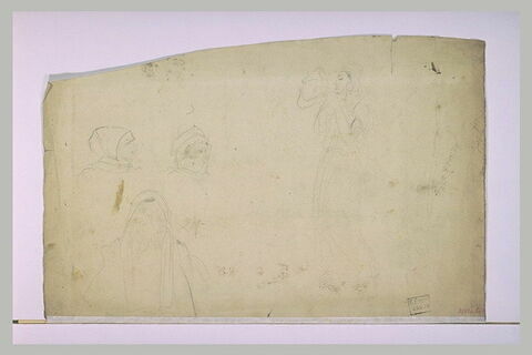 Tête de vieillard, têtes d'enfant arabe, et figure féminine arabe, image 1/1