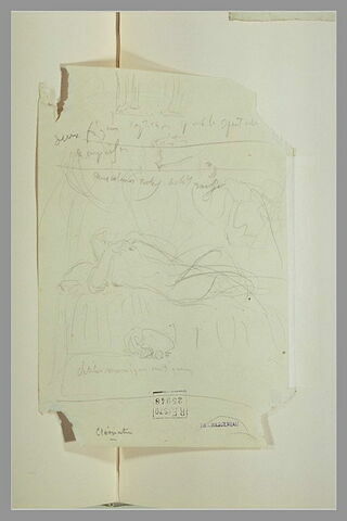 Femme sur un lit, deux suivantes derrière elle, image 1/1