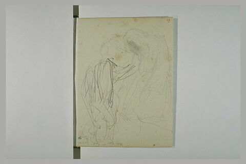 Le Christ agenouillé, vu de profil et, une femme à genoux
