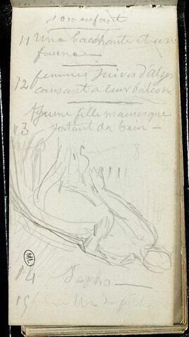 Figure allongée, et notes manuscrites, image 1/1