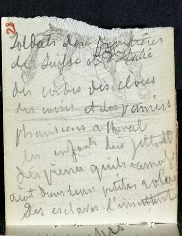 Notes manuscrites, et jambes d'un cheval galopant