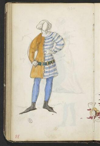 Personnage en costume du Moyen-Age ; partie de costume