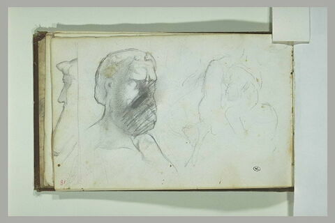 Deux têtes d'hommes d'aprés l'antique et cavalier, image 1/1