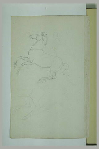 Etude d'un cheval cabré avec silhouette d'un cavalier et reprise des pattes, image 1/1