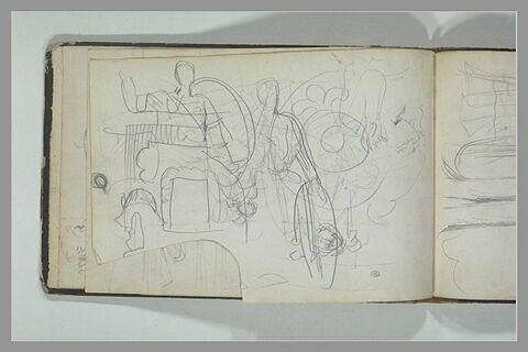 Femme tenant un bouclier ; figures ; croquis, image 1/1