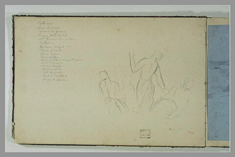 Femme demi nue, assise, entourée de figures assises, image 1/1