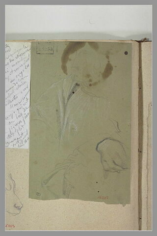 Homme en buste, et étude de main droite, image 1/1