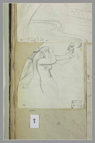 Femme nue debout, mettant la main gauche dans la bouche d'un faune, image 1/1