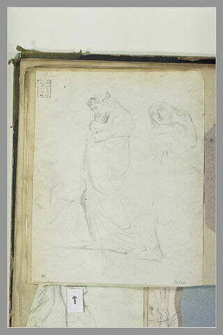 Trois études de femmes, l'une tenant un enfant, image 2/2