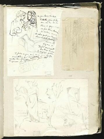 Deux femmes causant, vue en buste ; figure de dos ; dalles, image 1/2