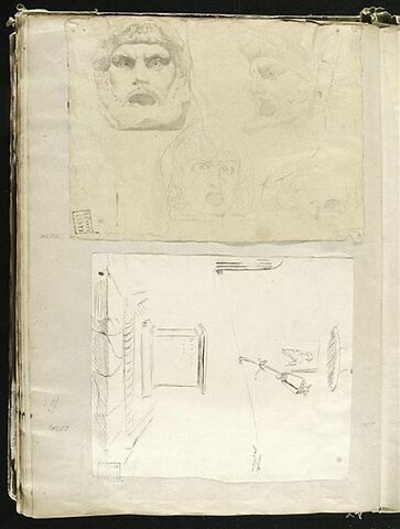 Quatre têtes sculptées, un bras droit, image 1/2