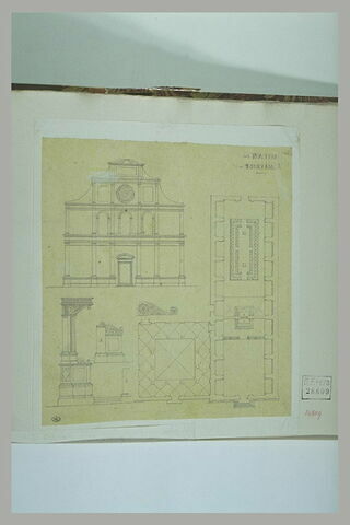 Milan : San Maurizio ; élévation de la façade plan de l'église et du cloître, image 1/1