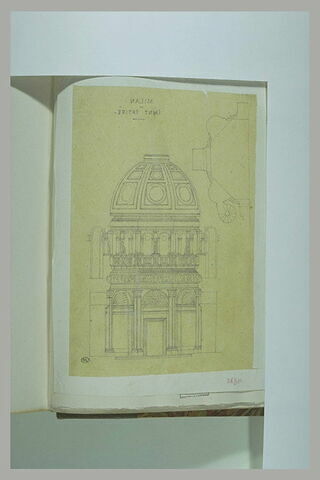 Milan : sacristie de Santa Maria presso San Satiro ; plan et coupe