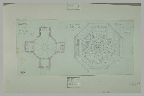 Sienne : plan d'une église ; Sienne : pavé de la cathédrale