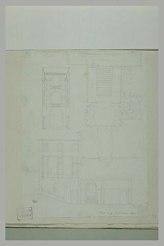 Cour à galeries ; plan ; façade au n° 35 de la Via Gregoriana, image 1/1