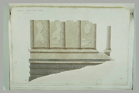 Etude du soubassement et du mur au-dessus du temple de la Sibylle à Tivoli
