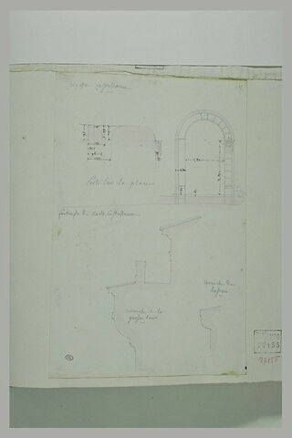 Une porte et des corniches, en coupe, de la forteresse de Civita Castellana, image 2/2