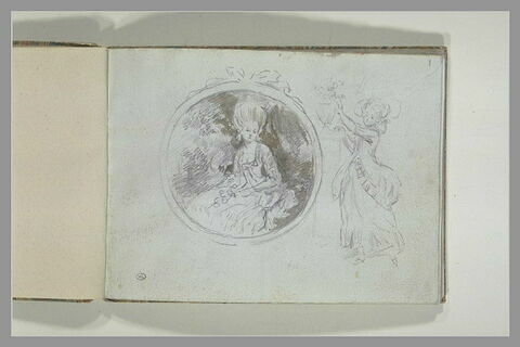 Femme en costume d'époque Louis XVI dans un jardin ; femme debout, image 2/6
