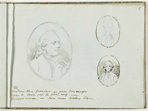 Portrait d'homme en costume Louis XVI ; jeune fille ; jeune homme