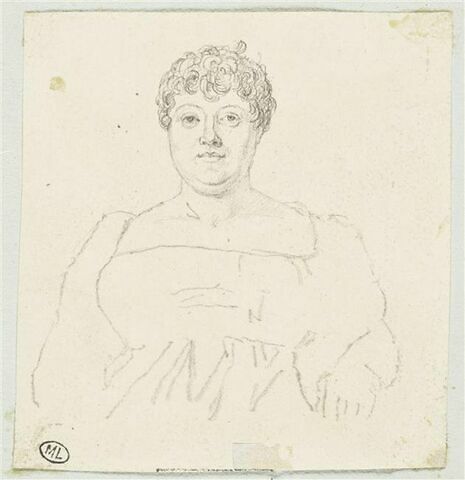 Une femme, corpulente, de face, vue à mi-corps, image 1/2
