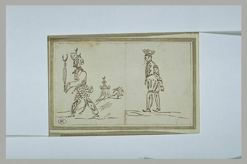 Etude de deux figures de profil en costume oriental, image 1/1