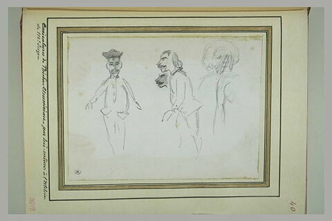Caricature d'hommes dans l'atelier d'Ingres