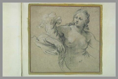 Femme nue, à mi-corps, tenant sous son bras droit une corne d'abondance, image 2/2