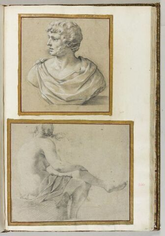 Copie de buste romain antique, de face, tête à gauche, image 2/3