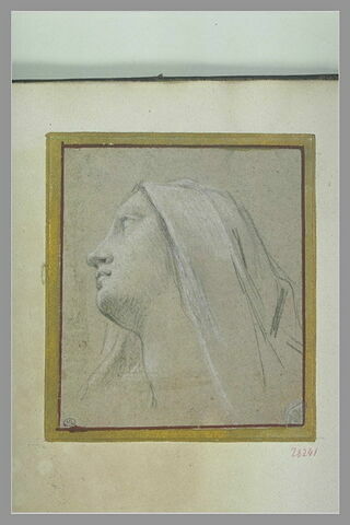 Tête de femme, un voile sur la tête, tournée vers la gauche, image 2/2