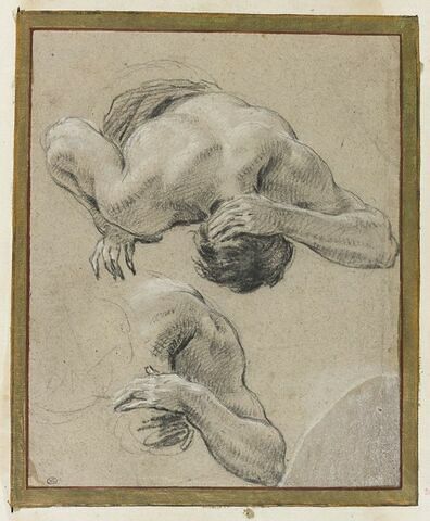Homme allongé, face contre terre, bras replié sur la nuque et reprise, image 1/2