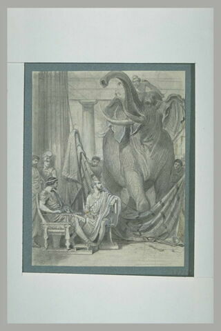 L'éléphant surgissant de la tente devant Fabricius et Pyrrhus