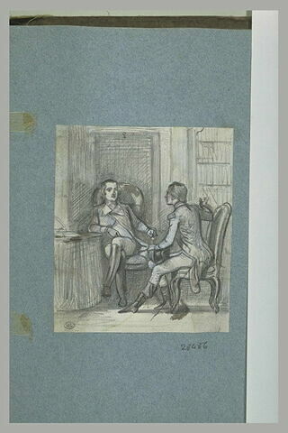 Vie de Chateaubriand (?) : entretien de deux hommes dans une bibliothèque, image 2/2