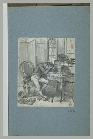 Vie de Chateaubriand (?) : homme desespéré à son bureau, image 2/2