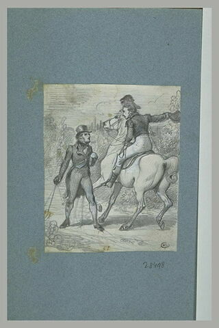 Vie de Chateaubriand (?) : homme recevant une nouvelle d'un cavalier