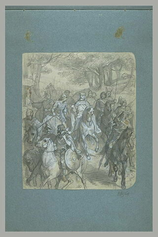 Charlemagne escorté de cavaliers
