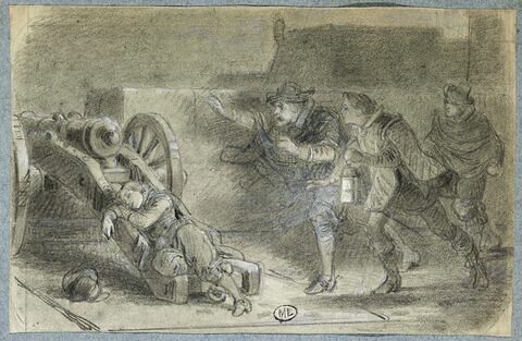 Louis XIV, endormi sur un canon à Saint-Germain-en-Laye, fuyant la Fronde