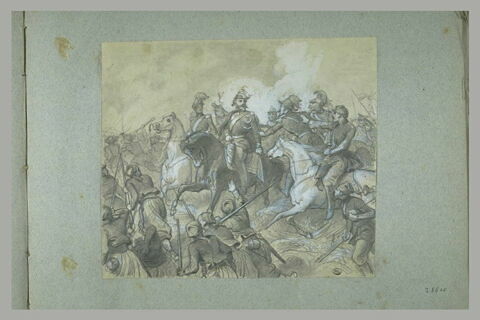 Victor-Emmanuel II et son Etat-Major, encadré de zouaves