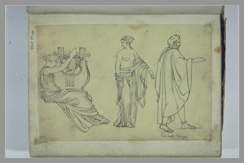 Trois figures dont l'une jouant de la lyre, d'après l'antique, image 1/1