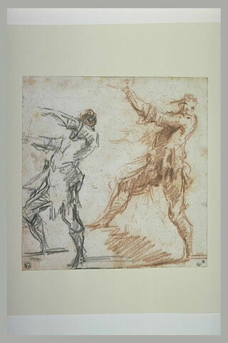 Deux études d'une même figure d'homme dansant, tourné vers la gauche, image 2/2