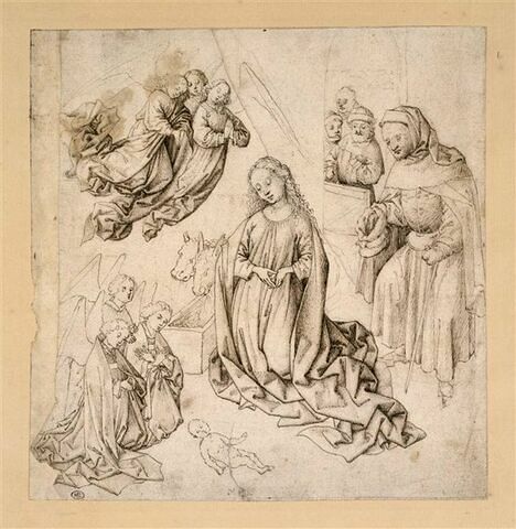 Nativité : la Vierge et l'Enfant entourés d'anges