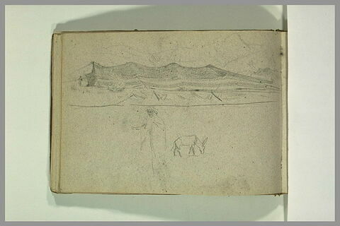 Paysage, et croquis d'un Arabe et d'un âne, image 1/1