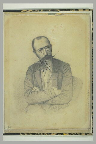 Portrait d'Horace Vernet, assis, à mi-corps de face, les bras croisés