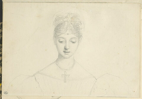 Jeune femme en buste, les yeux baissés ; Louise Vernet, femme de Delaroche ?