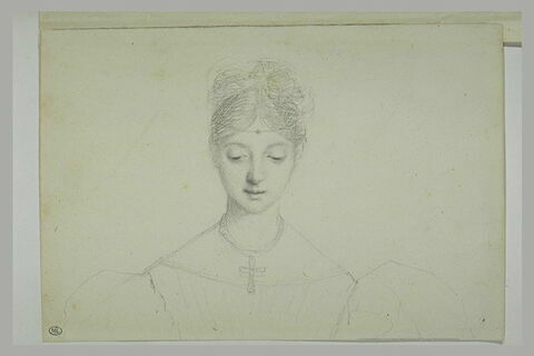 Jeune femme en buste, les yeux baissés ; Louise Vernet, femme de Delaroche ?, image 2/2