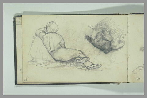 Jeune homme couché; chien (à l'envers), image 2/2