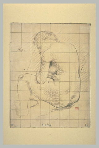 Femme nue, assise, de dos, tournée vers la gauche, image 1/1
